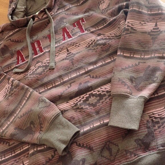 Ariat Real Aztec Hoodie Women’s XS Pullover All Over Print Western Horses - Picture 2 of 4